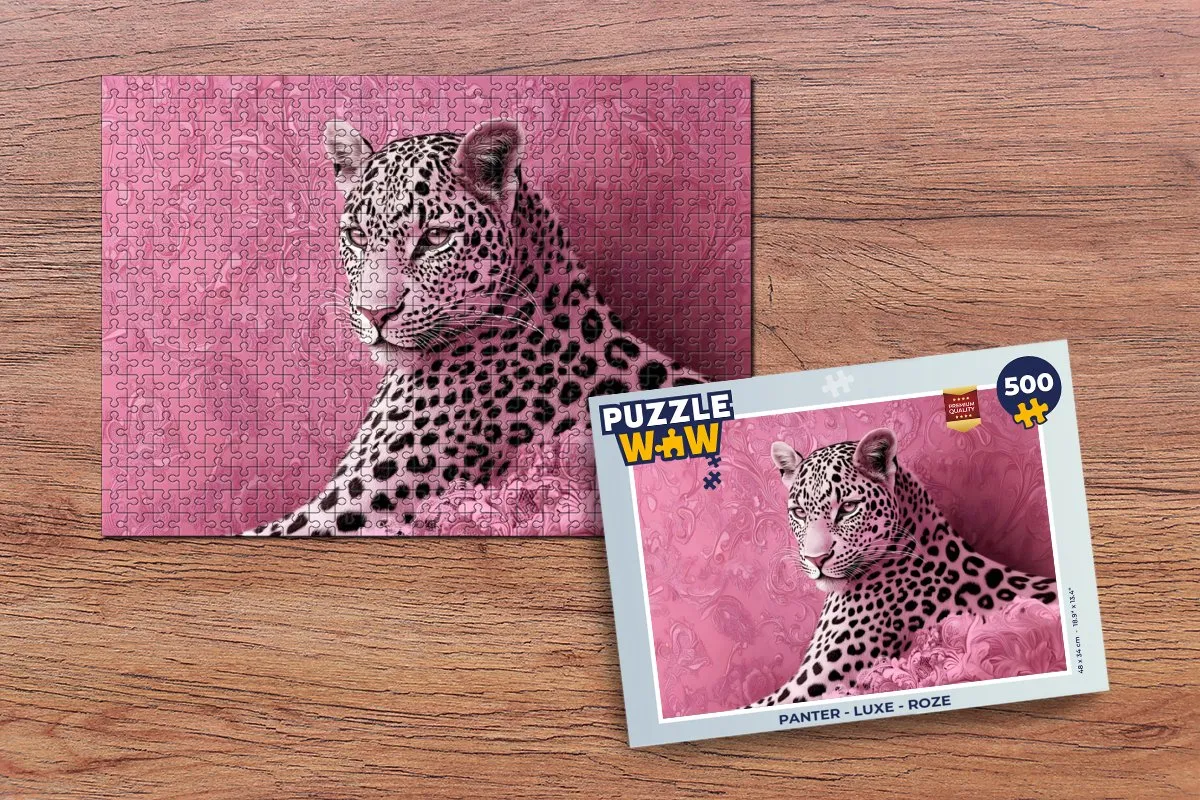 PuzzleWow Panter Roze Legpuzzel 500 Stuks