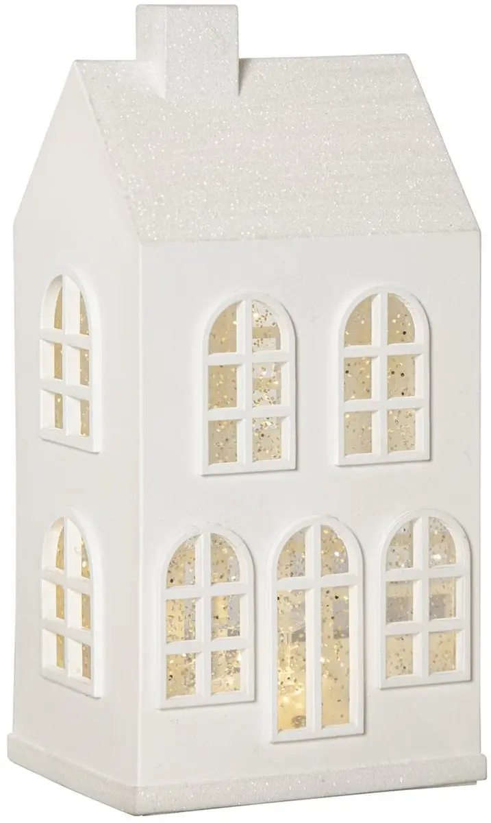 Star Trading LED-huis 'Vinter' met glittereffect, wit decoratief huis, batterije