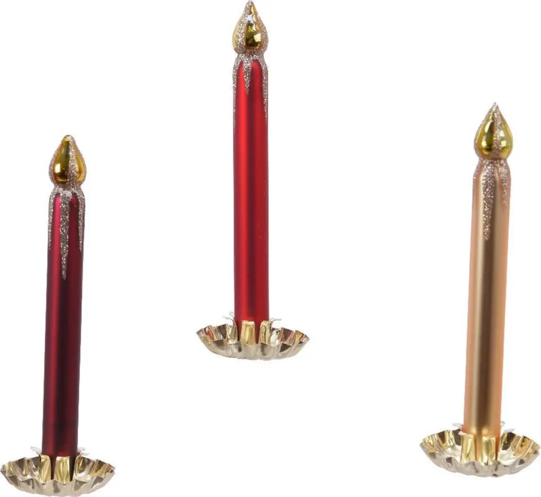 Decoris Kaars glas op clip  box a 3 stuks (1 stuk) assorti