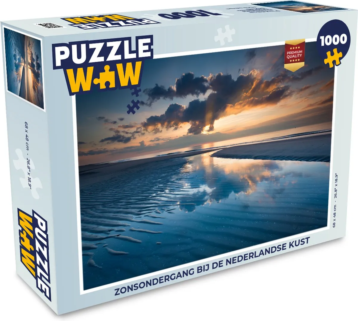 PuzzleWow Legpuzzel Zonsondergang Nederlandse Kust 1000 Stuks - Multicolor