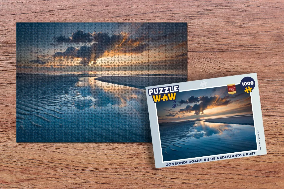 PuzzleWow Legpuzzel Zonsondergang Nederlandse Kust 1000 Stuks - Multicolor