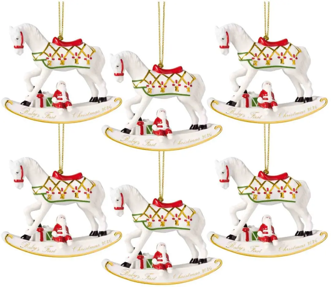 Ornamente Schaukelpferd 2026 Christmas Classics 10,9 x 3,8 x 8,9 cm Set van 6