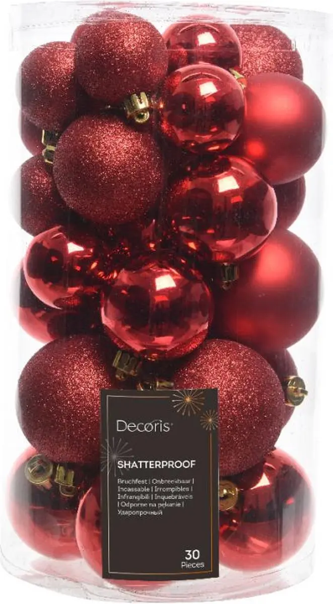 Kerstbal 6cm Rood - 90 Stuks - afbeelding 6 van 6