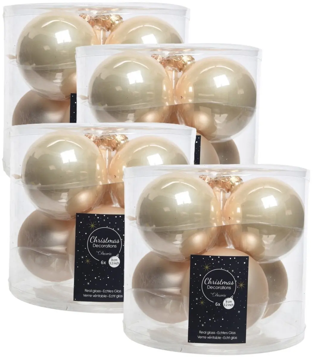 Decoris Licht parel/champagne glazen kerstballen