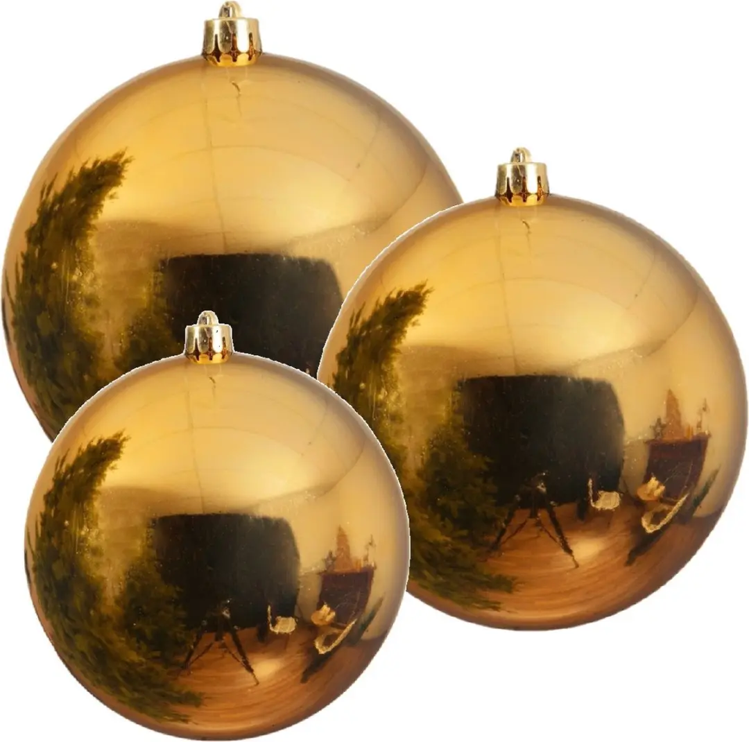 3x Grote gouden kerstballen van 14/20/25 cm glans van kunststof