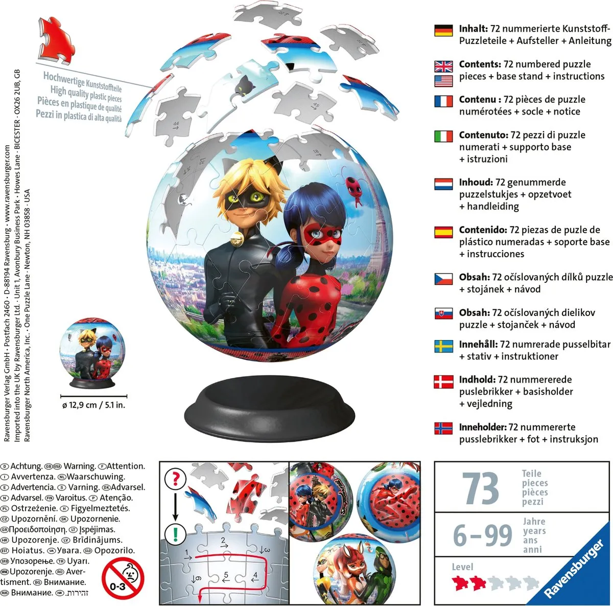 Ravensburger Miraculous Puzzleball 3D - 72 Stuks
