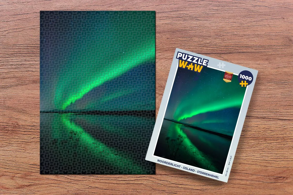 PuzzleWow Noorderlicht IJsland Legpuzzel 1000 Stuks - Multicolor