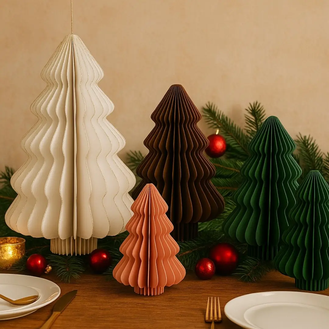 Witte Papieren Kerstboom Tafelblad 30cm - afbeelding 6 van 6