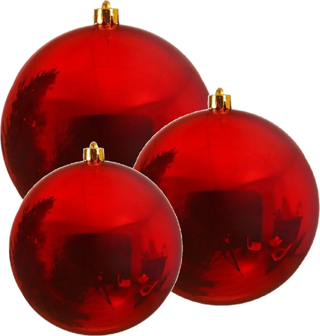 3x Grote rode kerstballen van 14/20/25 cm glans van kunststof