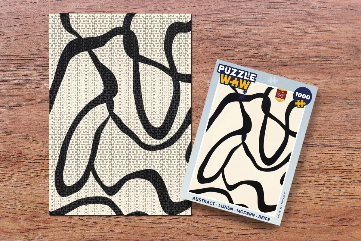 PuzzleWow Abstract Lijnen Modern Legpuzzel 1000 Stukjes - Beige