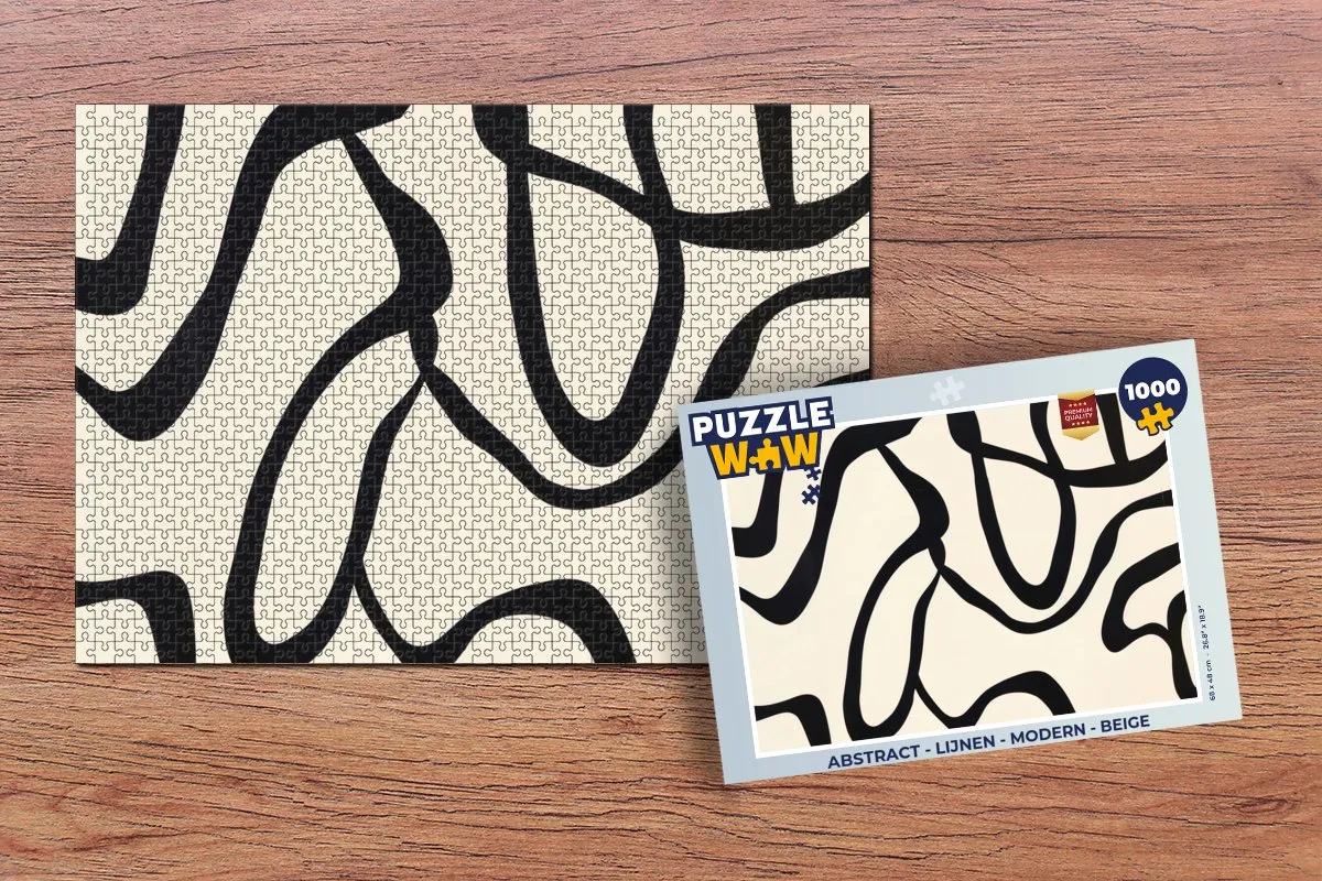 PuzzleWow Abstract Lijnen Modern Legpuzzel 1000 Stukjes - Beige
