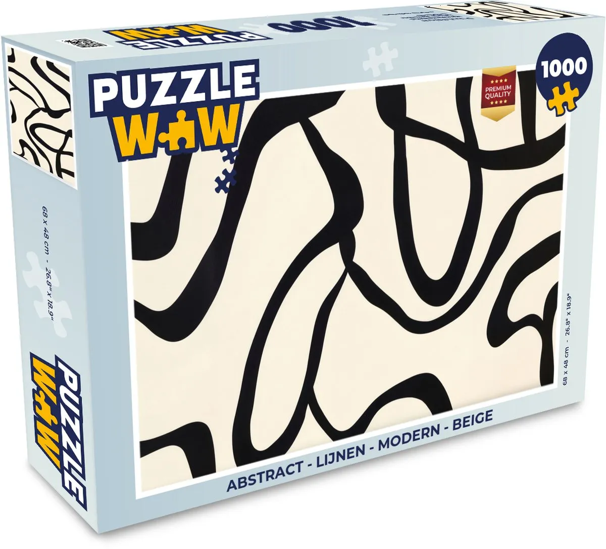PuzzleWow Abstract Lijnen Modern Legpuzzel 1000 Stukjes - Beige