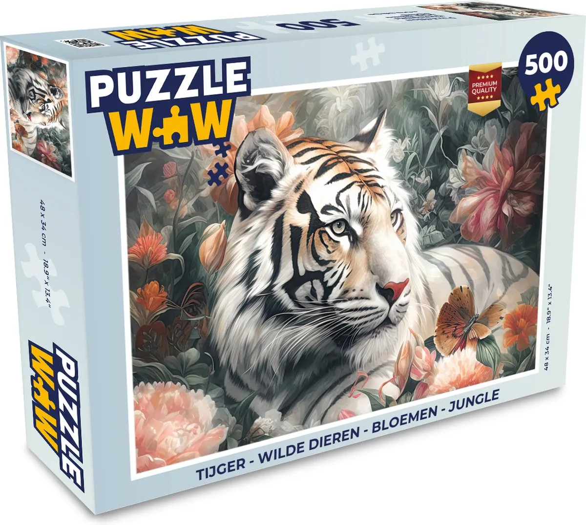 PuzzleWow Legpuzzel 500 Stuks - Tijger Wilde Dieren Multicolor