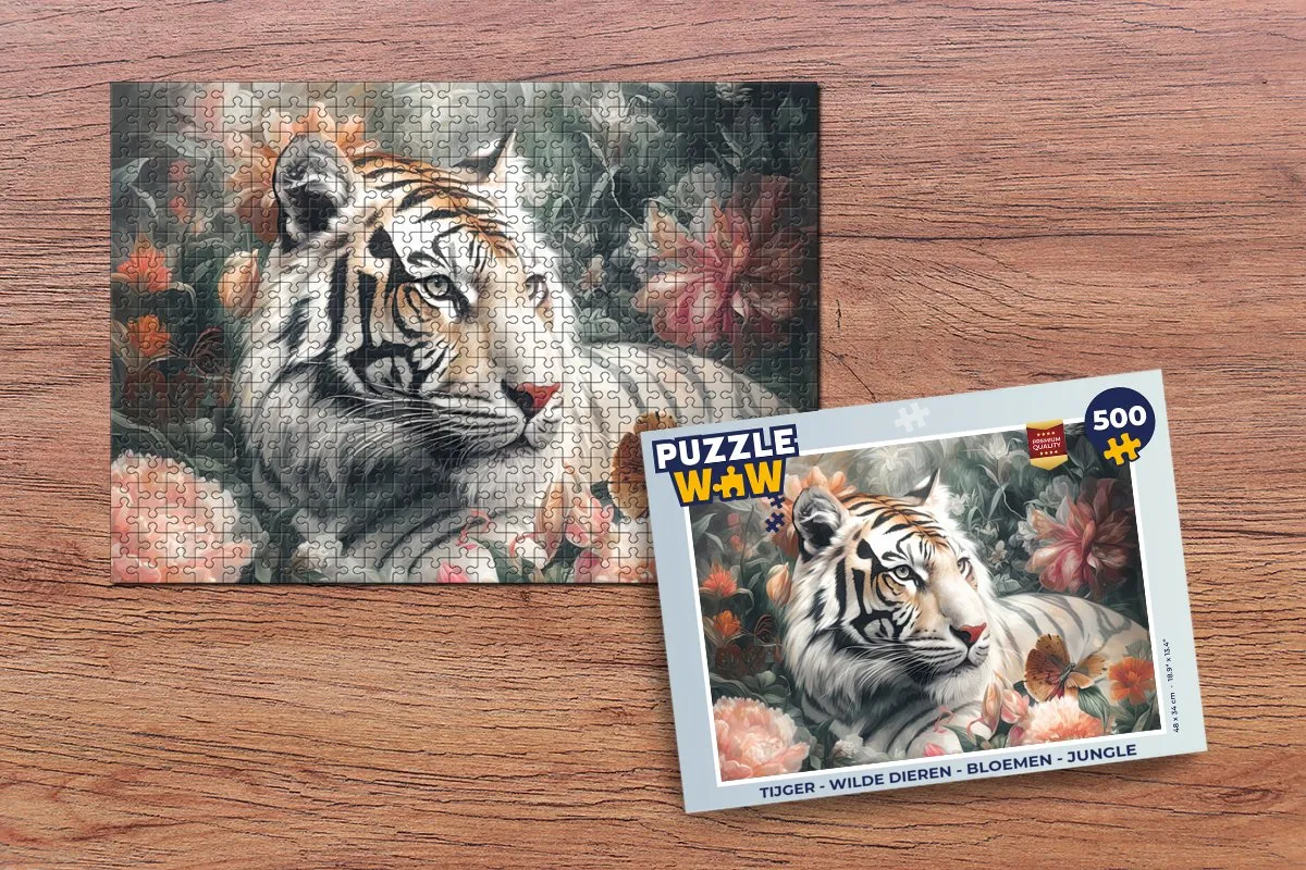 PuzzleWow Legpuzzel 500 Stuks - Tijger Wilde Dieren Multicolor