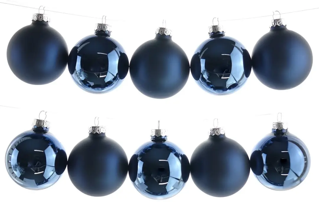 Glasen Kerstballen Set 10-delig - Blauw Ø6cm