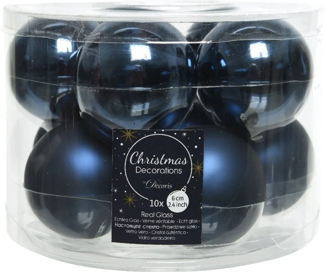 Glasen Kerstballen Set 10-delig - Blauw Ø6cm