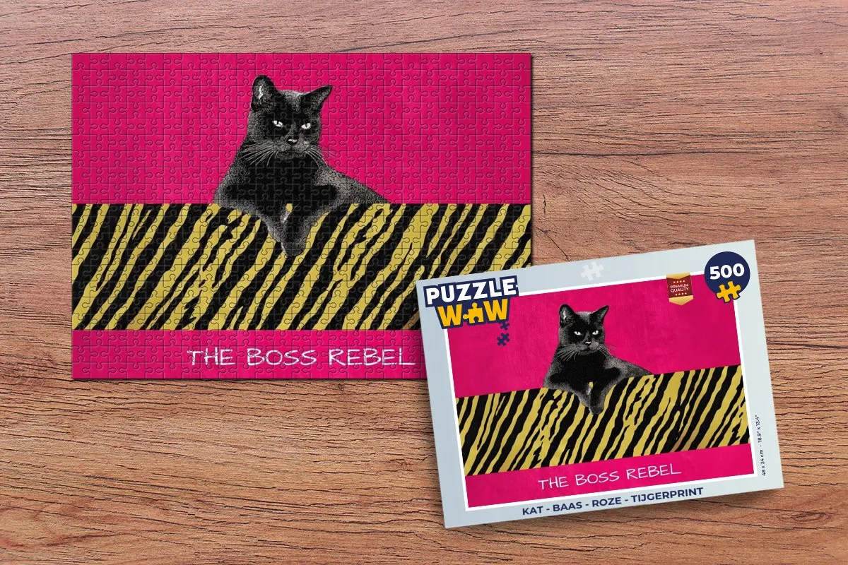 PuzzleWow Kat Baas Legpuzzel 500 Stuks - Roze Tijgerprint