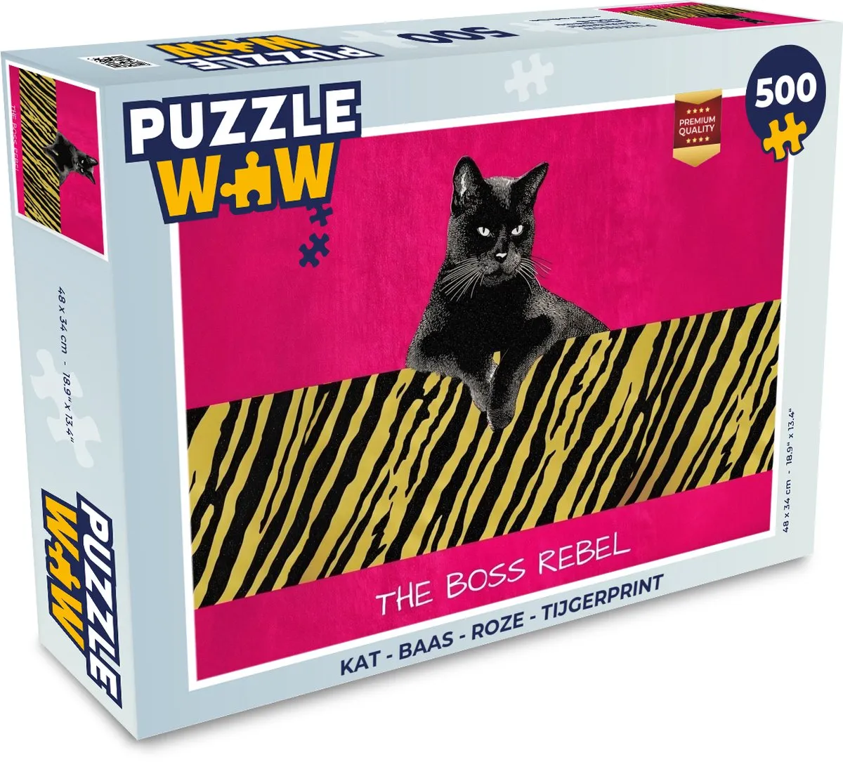 PuzzleWow Kat Baas Legpuzzel 500 Stuks - Roze Tijgerprint