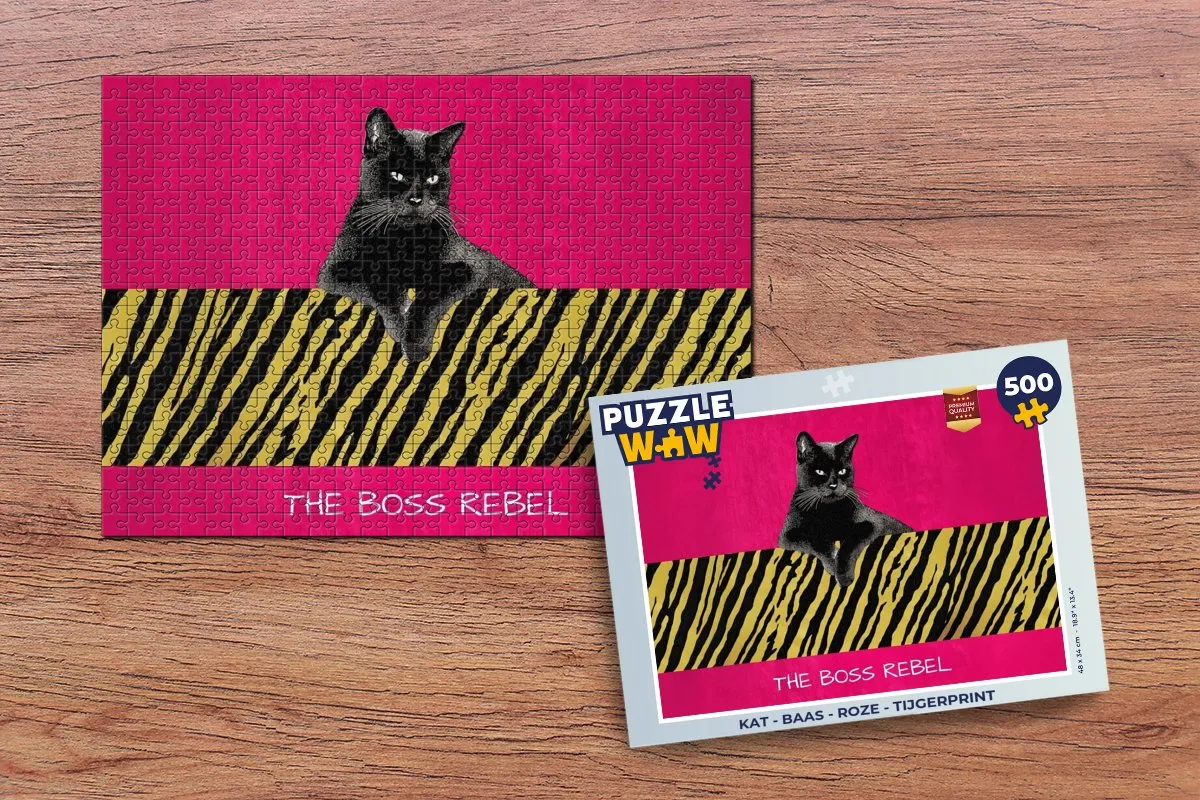 PuzzleWow Kat Baas Legpuzzel 500 Stuks - Roze Tijgerprint