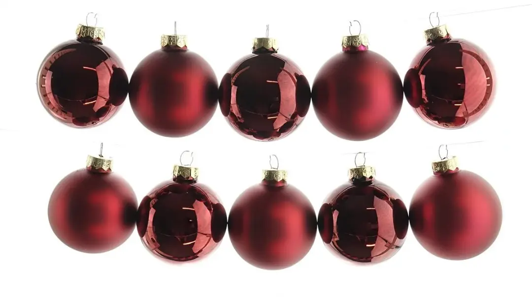 Decoris Kerstballen Glas - 10 Stuks Ø6cm - Donkerrood/Rood