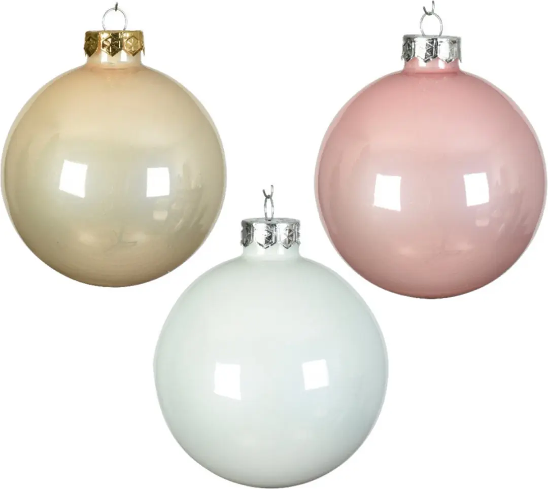 Decoris Kersballen Set 49 Stuks - 6cm - Lichtroze/Parelmoer/Wit