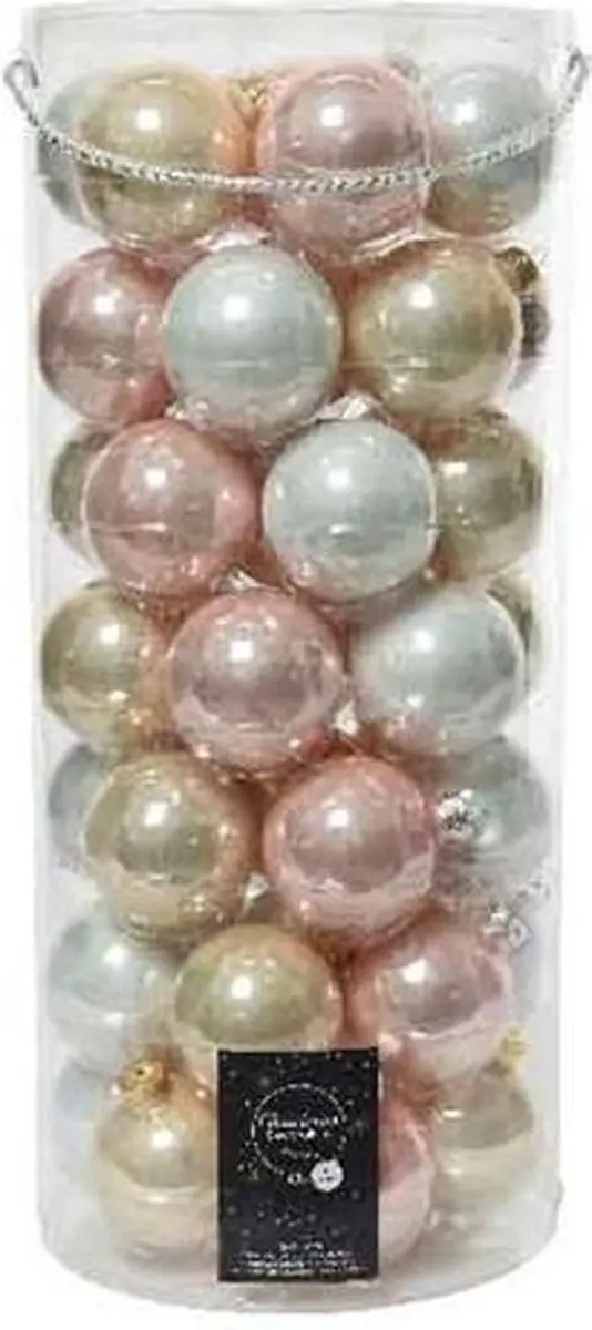 Decoris Kersballen Set 49 Stuks - 6cm - Lichtroze/Parelmoer/Wit