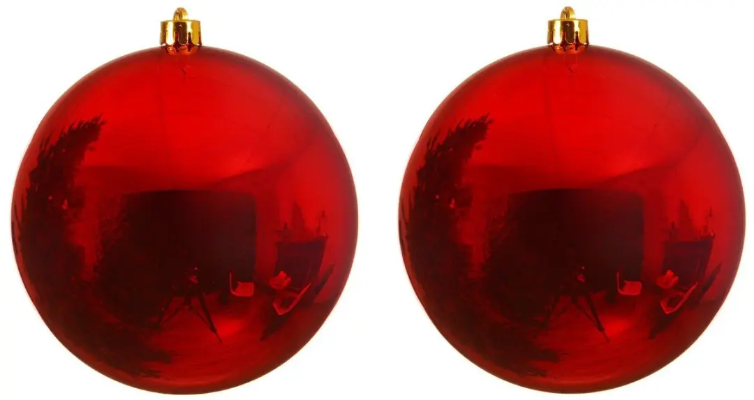 2x Grote kerst rode kunststof kerstballen van 25 cm