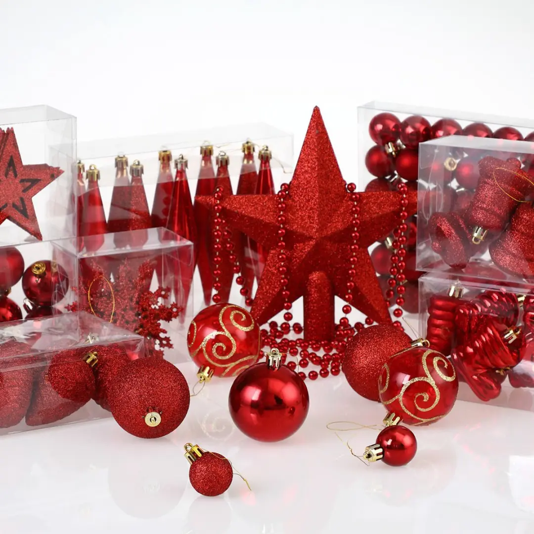 Deuba Kerstboallen Set 102 Stuks - Mat Glanzend Rood