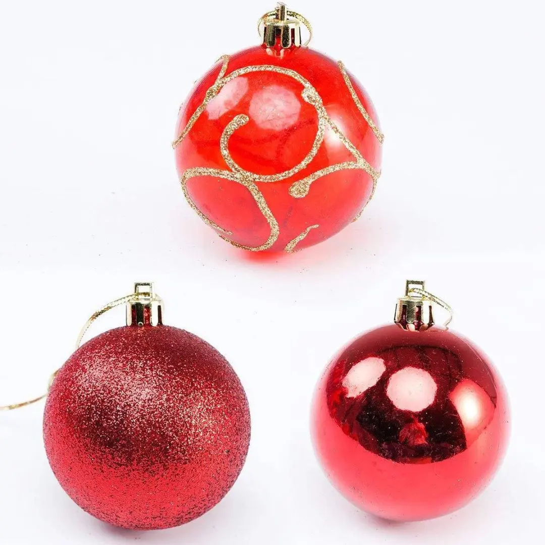 Deuba Kerstboallen Set 102 Stuks - Mat Glanzend Rood - afbeelding 6 van 6