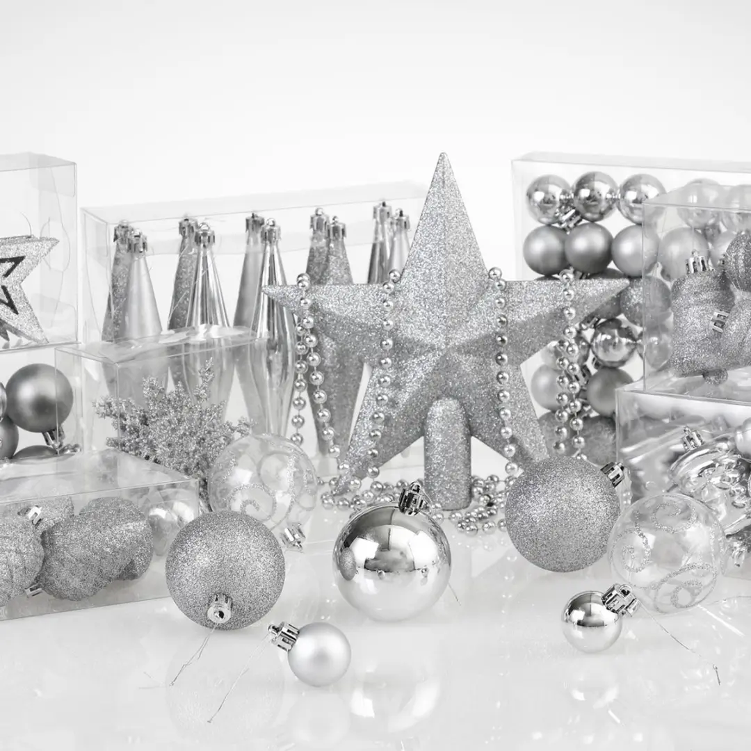 Deuba Kerstboallen Set 102 Stuks - Mat Glanzend Zilver