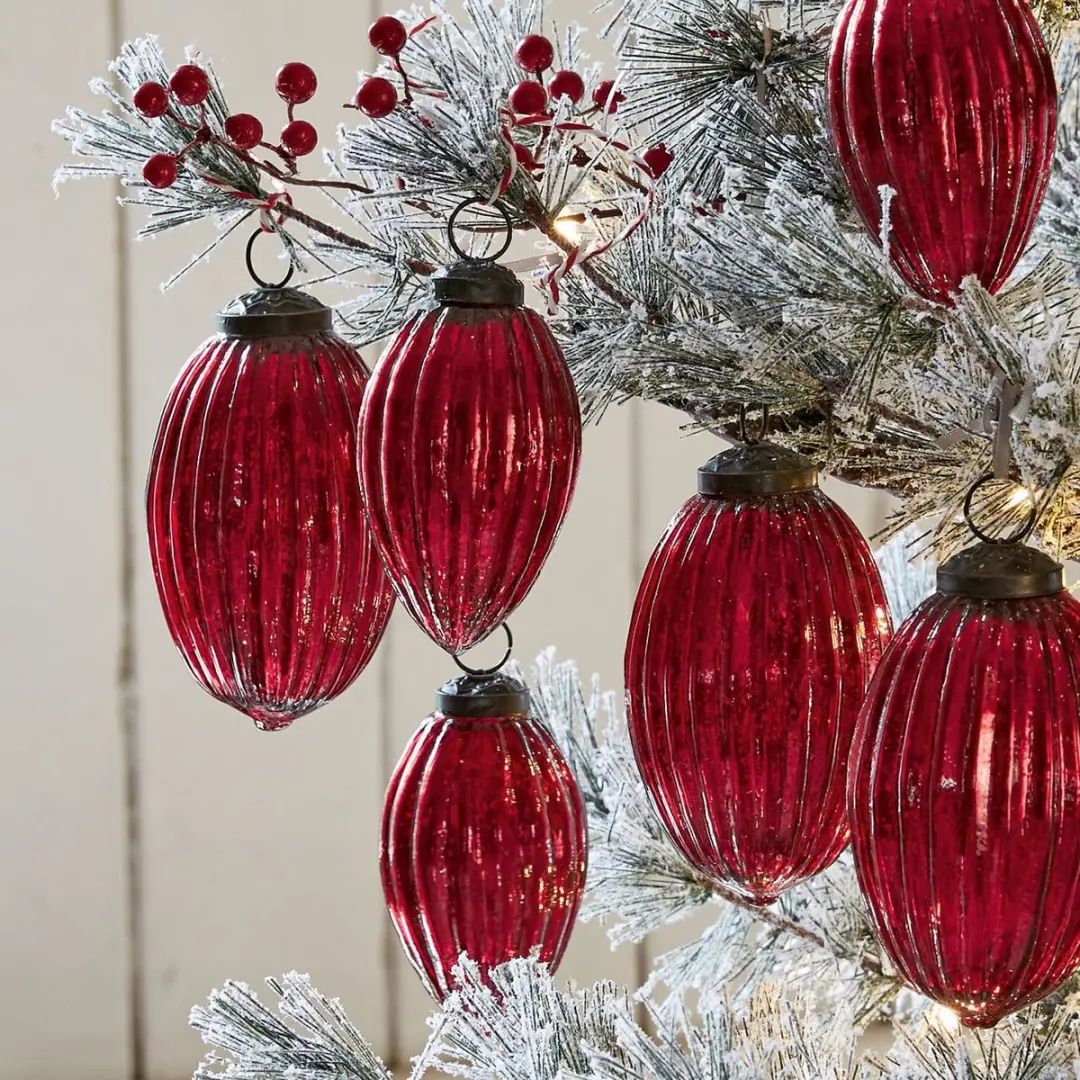 Loberon Kerstversiering Blavet Antiekrood - 6 Stuks Ø10cm