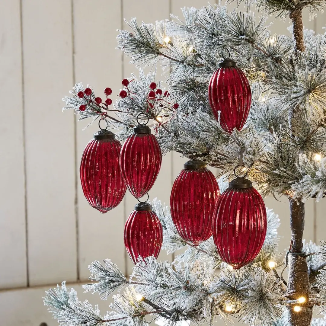 Loberon Kerstversiering Blavet Antiekrood - 6 Stuks Ø10cm