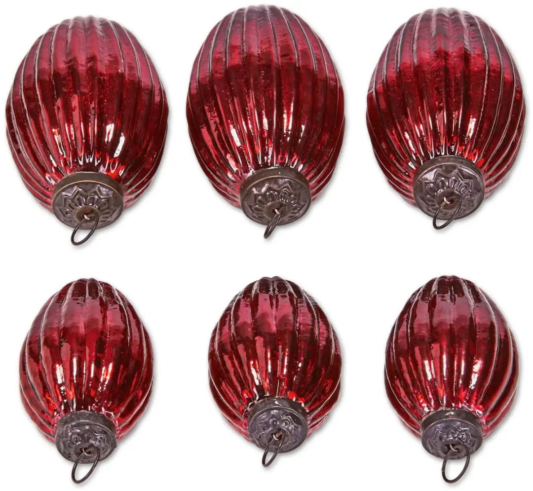 Loberon Kerstversiering Blavet Antiekrood - 6 Stuks Ø10cm