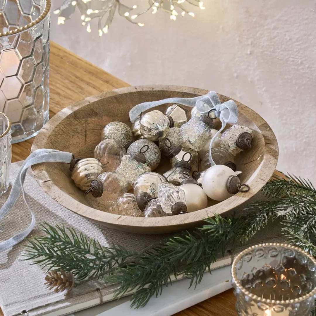 Loberon Sanary Kerstversiering - 24 Stuks Ø3cm Zilverkleurig