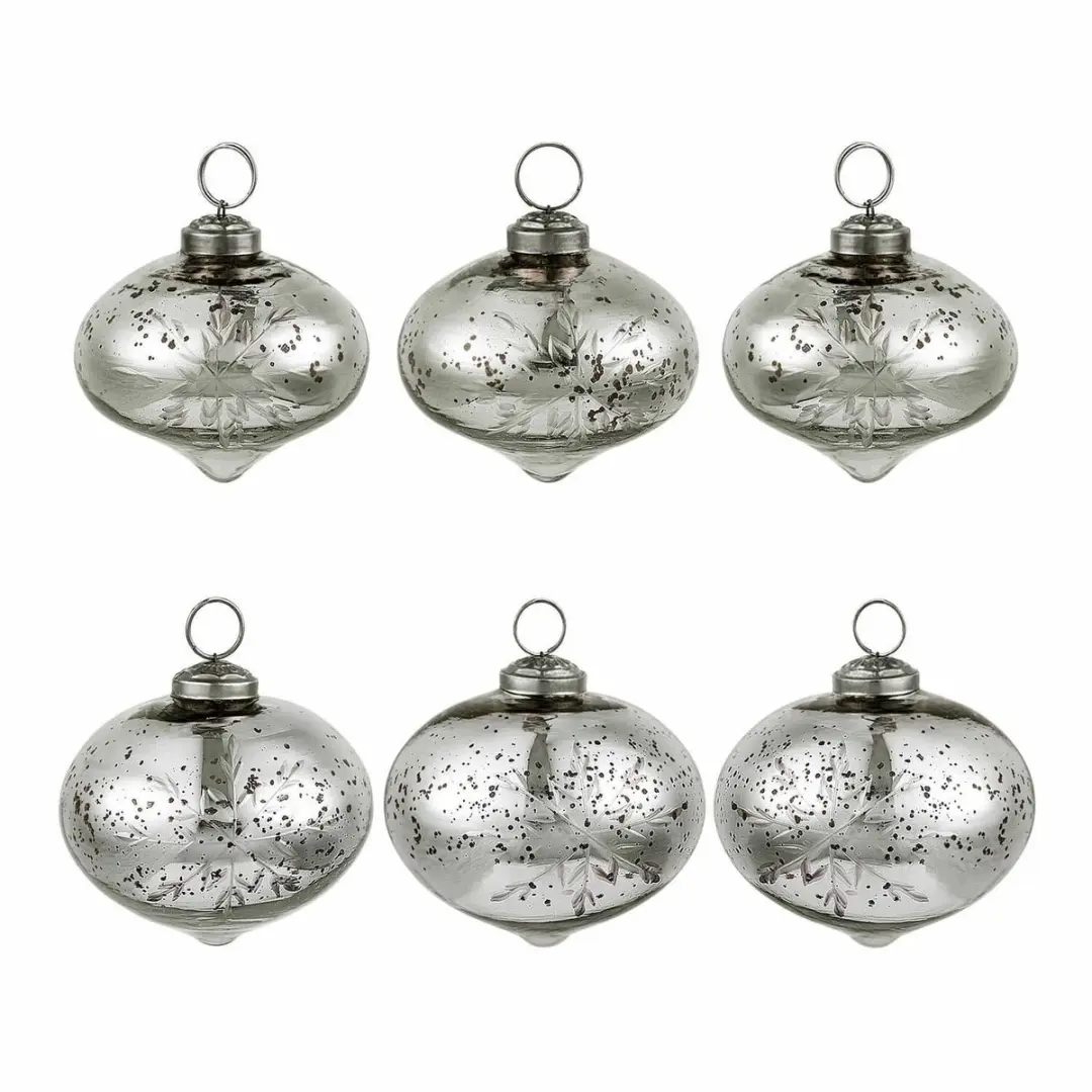 Loberon Isaulie Kerstbal - 6 Stuks Ø10cm Zilver