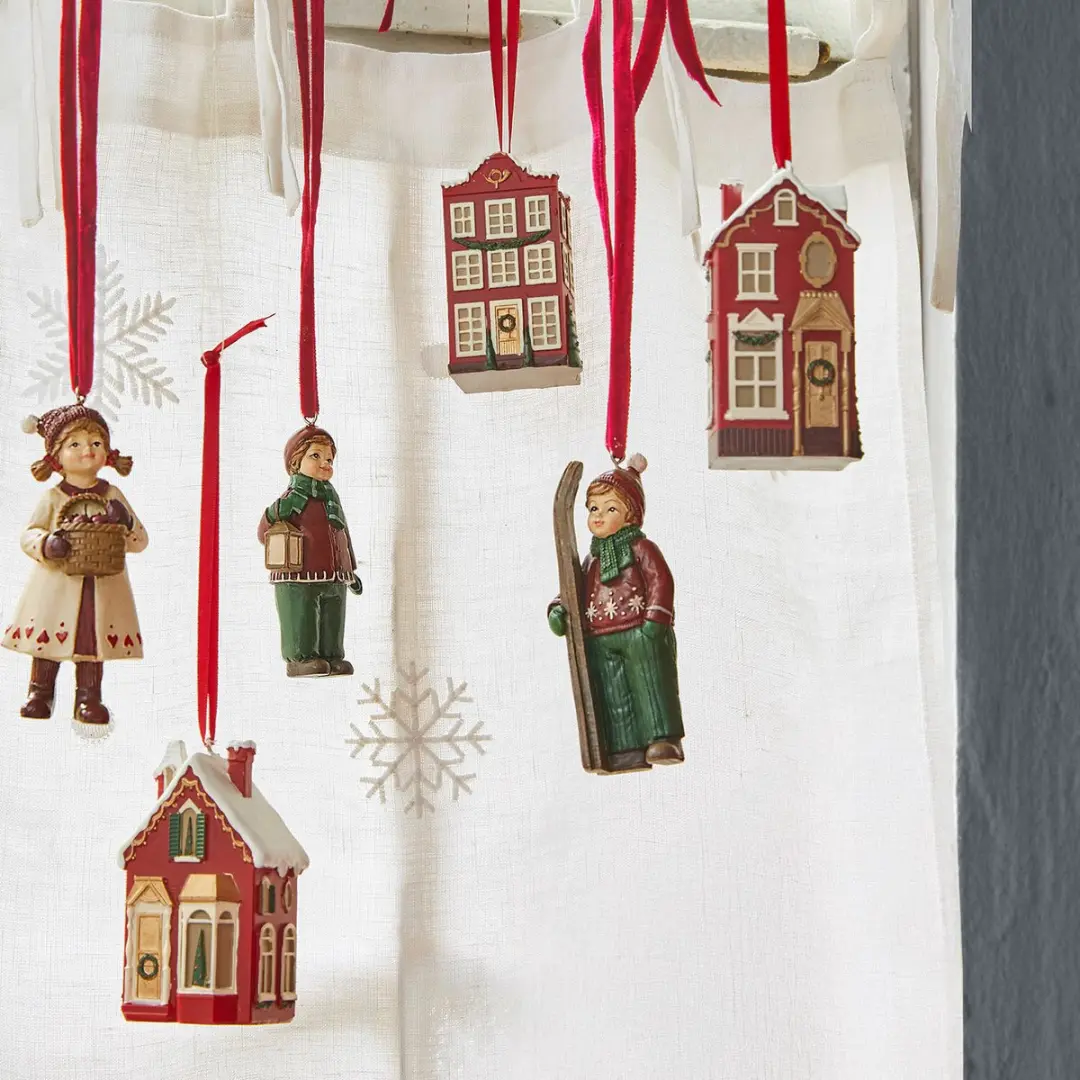 Loberon Aravyn Hanger Set 3 Stuks - Rood/Wit