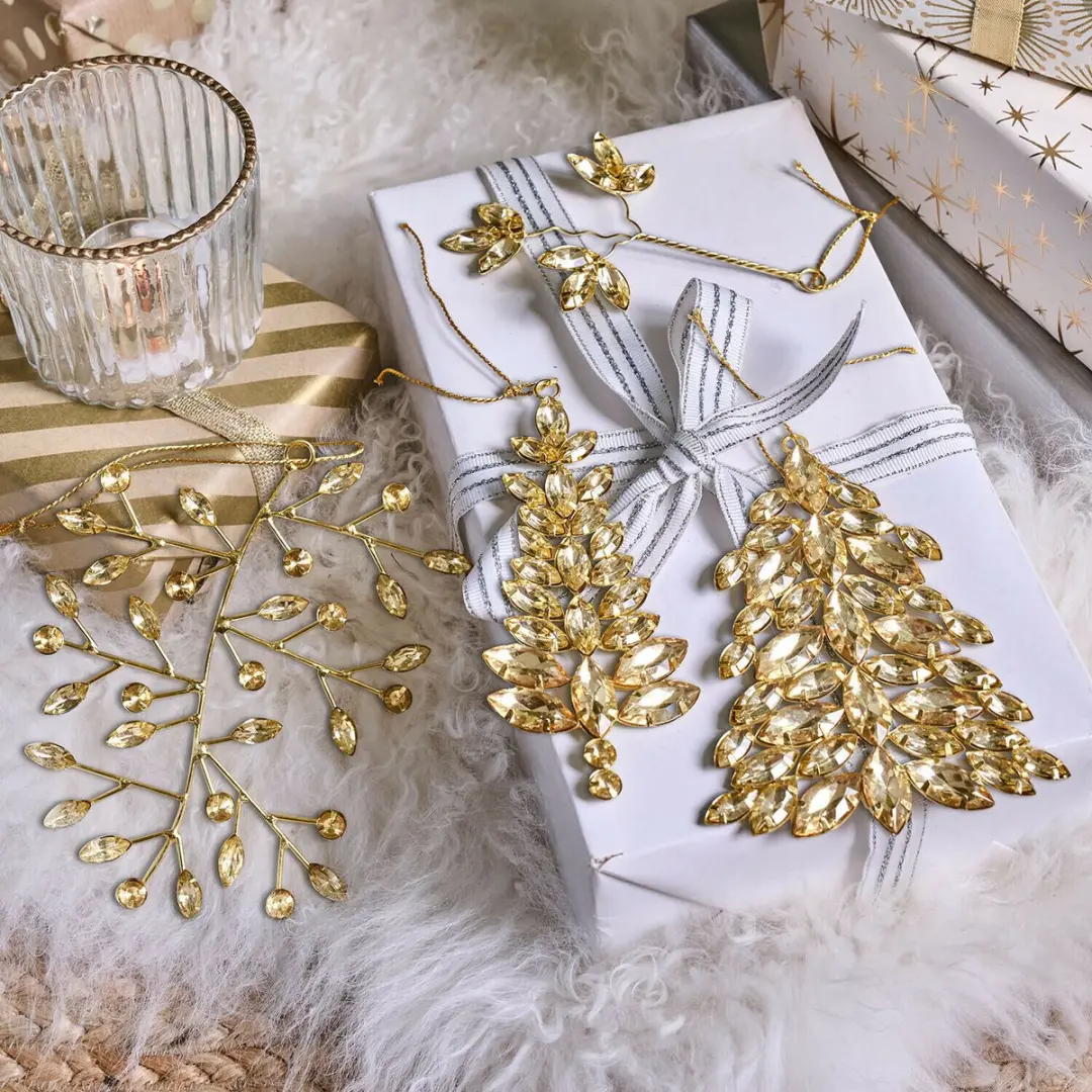 Loberon Kerstversiering Zaniva Goud/Heldere Bol - 4 Stuks