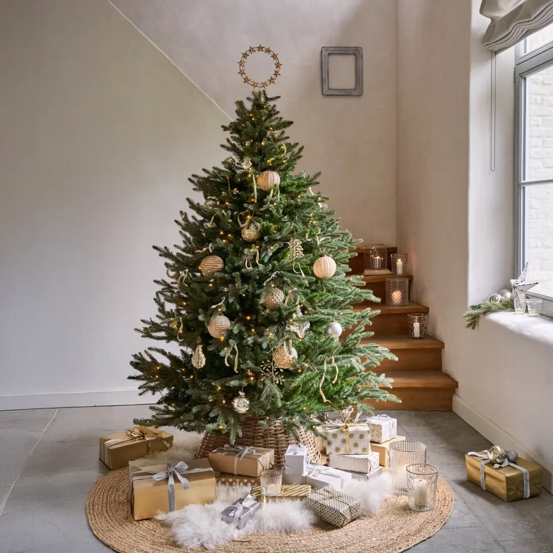 Loberon Kerstbal Set Eirelyn - 6 Stuks Ø10cm - Crème/Goud