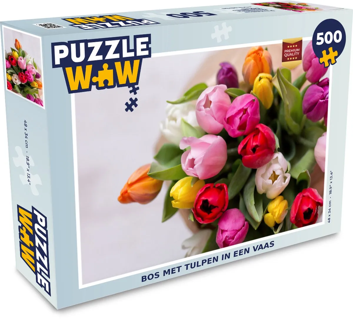 PuzzleWow Legpuzzel Bos met tulpen in een vaas 500 Stuks