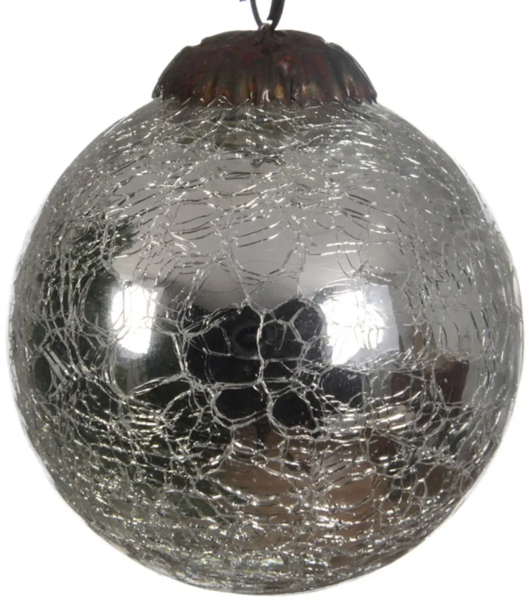 Kaemingk Kerstbal Craquelé Zilver Ø 7,5 cm - afbeelding 2 van 2