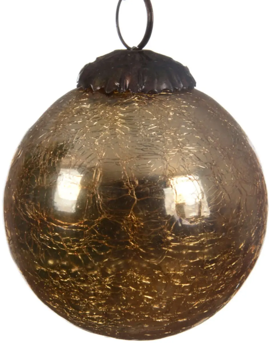 Kaemingk Kerstbal Craquelé Goud 7,5 cm - afbeelding 2 van 2
