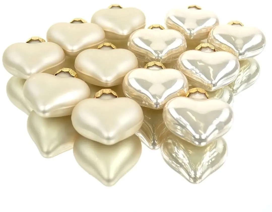 Kaemingk Kersthangers hartjes Pearl beige 4 cm glas