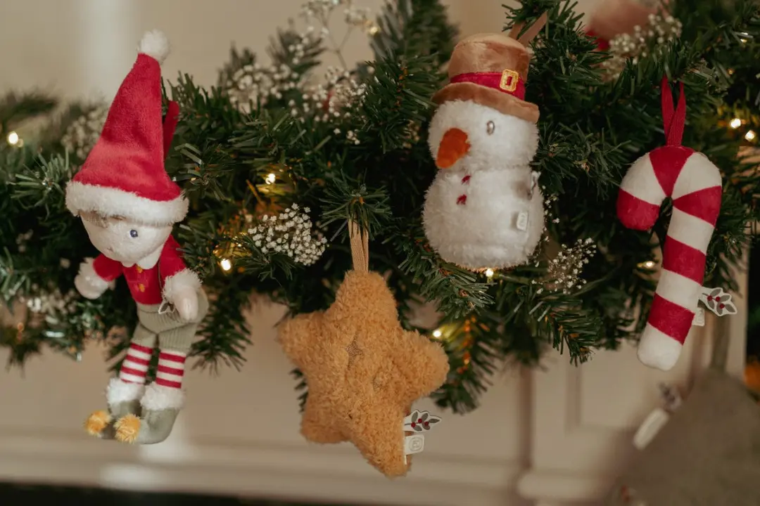 Little Dutch Jim Kerstboomhangers - 4 Stuks - Rood/Wit/Geel