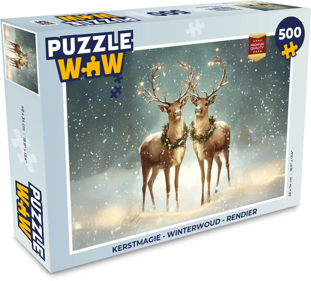 PuzzleWow Kerstmagie Winterwoud Rendier Puzzle 500 Stuks