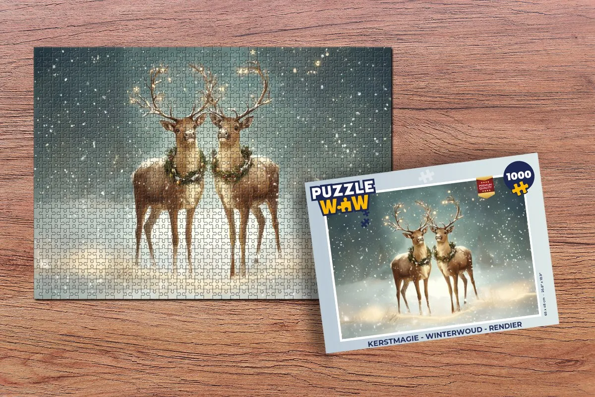 PuzzleWow Kerstmagie Winterwoud Rendier Puzzle 500 Stuks