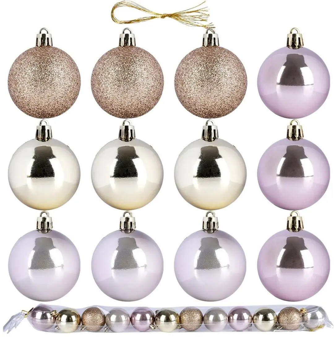 Onbreekbare kerstballen Rose goud 5cm 12 stuks