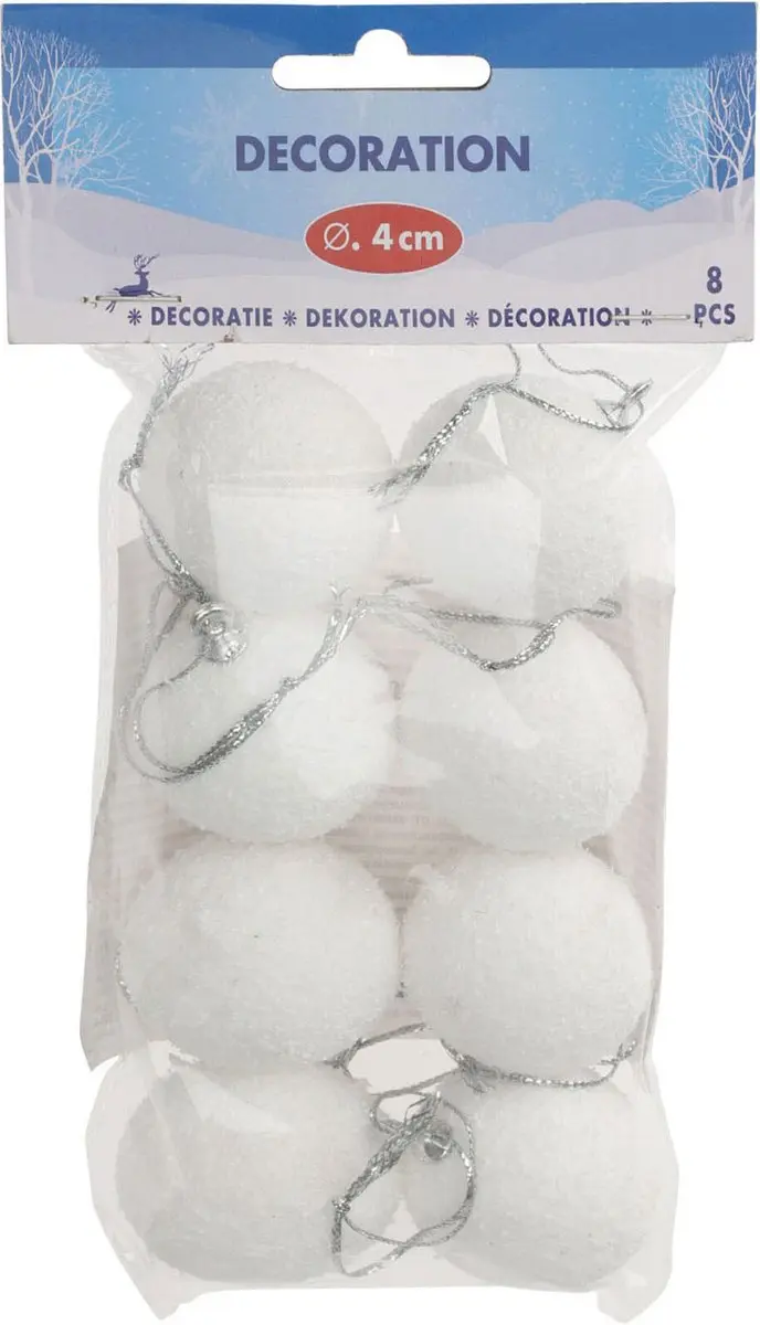 Decoratie Sneeuwballen, 8st.