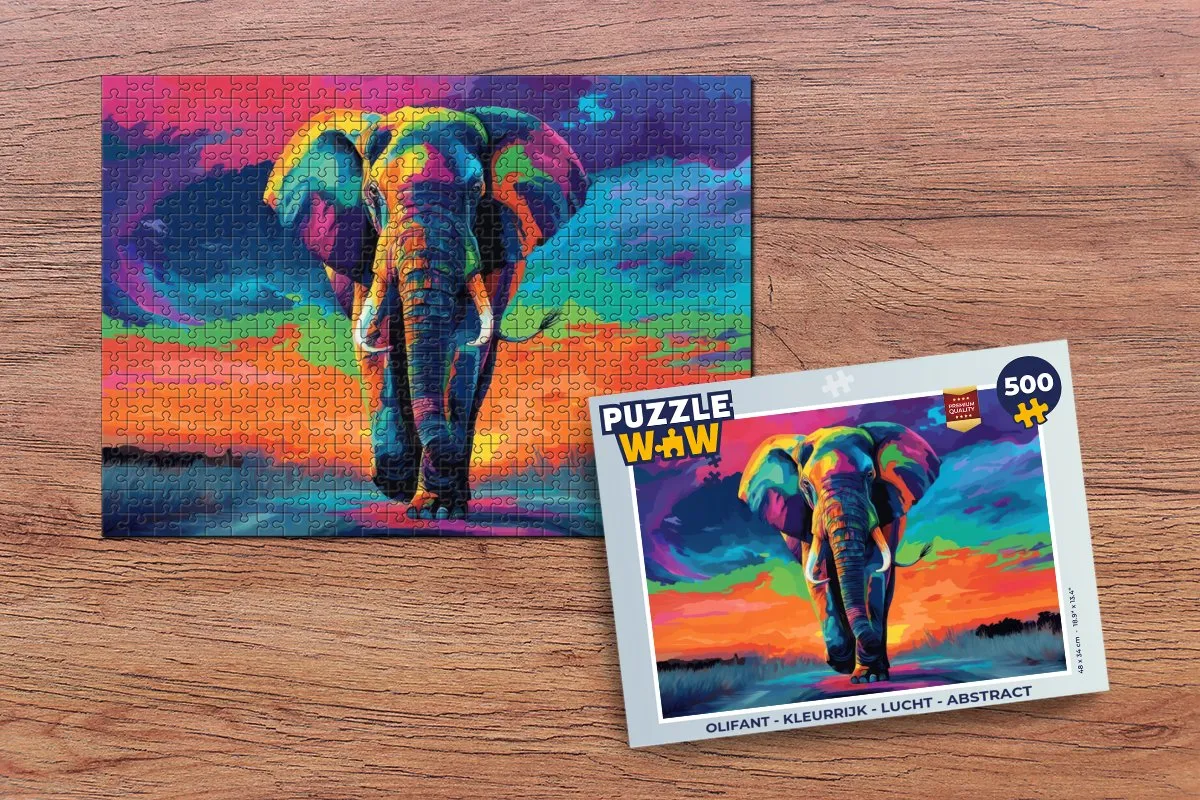 PuzzleWow Olifant Legpuzzel 500 Stuks - Kleurrijk