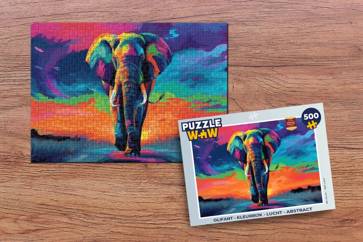 PuzzleWow Olifant Legpuzzel 500 Stuks - Kleurrijk