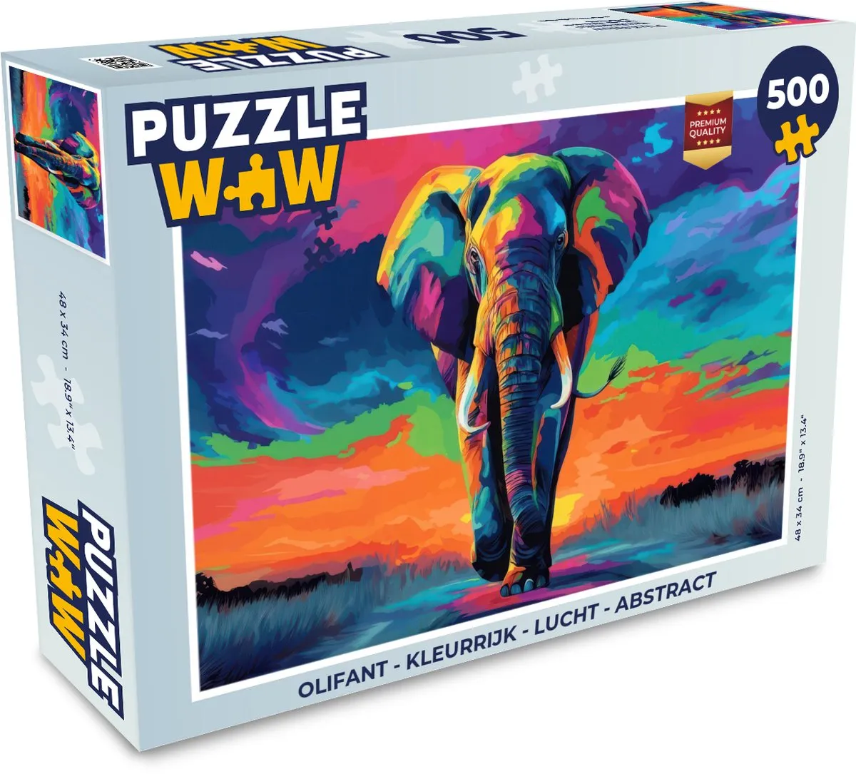PuzzleWow Olifant Legpuzzel 500 Stuks - Kleurrijk